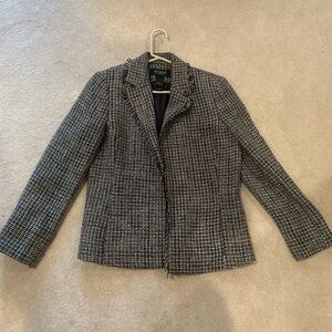 Women's Black and White Tweed Blazer